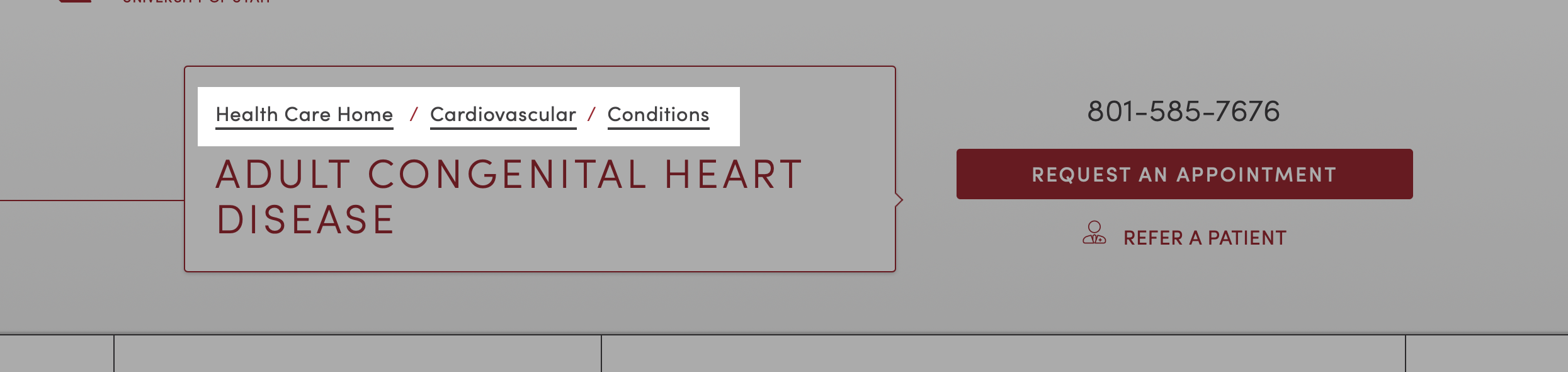 Example of breadcrumbs in a grey billboard